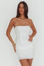 Vida Bow Sequin Mini Dress White - Image 2