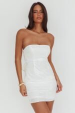 Vida Bow Sequin Mini Dress White - Image 4