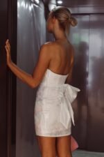 Vida Bow Sequin Mini Dress White - Image 7