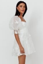 I've Got Sunshine Ruffle Strap Mini Dress Embellished White - Image 3