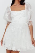 I've Got Sunshine Ruffle Strap Mini Dress Embellished White - Image 7