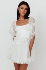 I've Got Sunshine Ruffle Strap Mini Dress Embellished White - Image 5