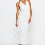 Lavara Halterneck Midi Dress White