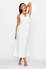 Lavara Halterneck Midi Dress White - Image 3