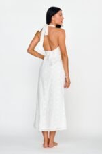 Lavara Halterneck Midi Dress White - Image 2