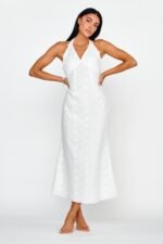 Lavara Halterneck Midi Dress White - Image 5