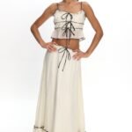Maidens Tie Detail Overlock Maxi Skirt Cream