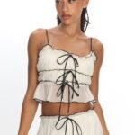 Maidens Tie Detail Overlock Top Cream