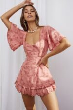 Joanie Angel Sleeve Floral Embroidery Mini Dress Rose - Image 7
