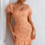 Bliss Moment Lace-Up Back Mini Dress Apricot