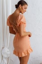 Bliss Moment Lace-Up Back Mini Dress Apricot - Image 2
