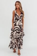 Veda Strappy Back Ruffle Maxi Dress Print Black - Image 5