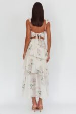 Veda Ruffle Strap Split Maxi Dress Magnolia Cream - Image 2