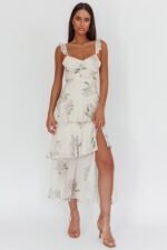 Veda Ruffle Strap Split Maxi Dress Magnolia Cream - Image 5