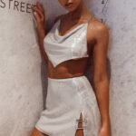 Aleigh Pin Feature Mini Skirt Silver