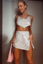Aleigh Pin Feature Mini Skirt Silver - Image 9