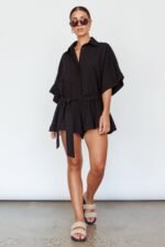 Daytona Beach Button-Up Romper Black - Image 6