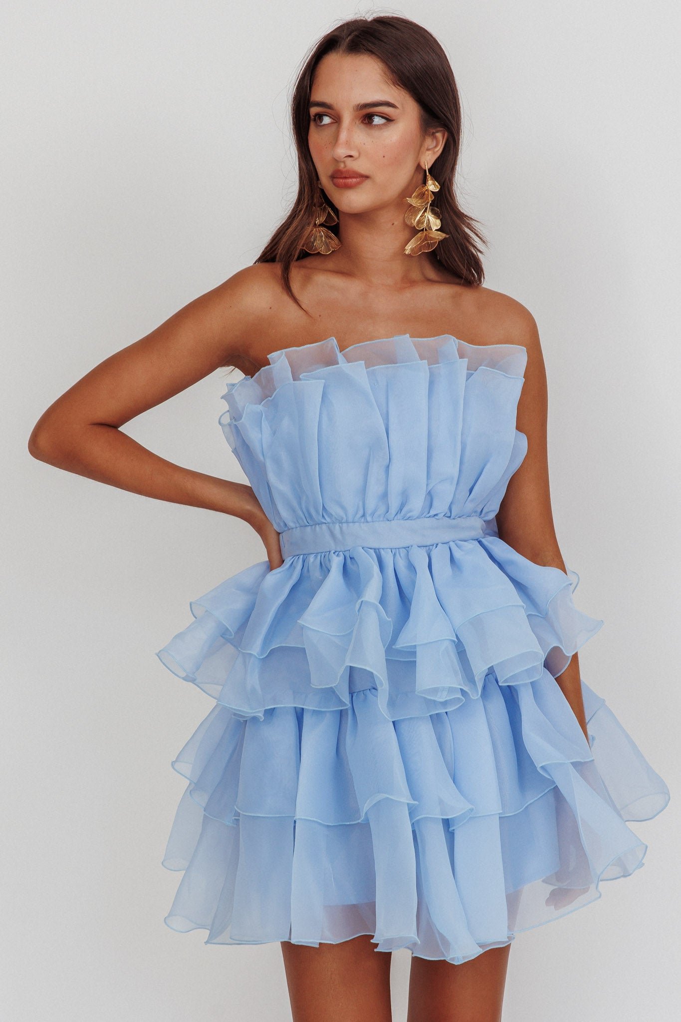 SR0741J01_20BABY_20BLUE-1 Bon Bon Tiered Chiffon Mini Dress Baby Blue - Image 1