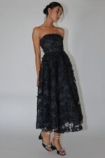 Dori Floral Embellished Midi Dress Black - Image 3