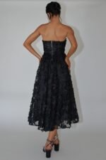 Dori Floral Embellished Midi Dress Black - Image 2