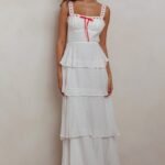 Provence Bloom Tiered Ruffle Maxi Dress Off White