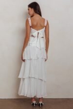 Provence Bloom Tiered Ruffle Maxi Dress Off White - Image 3