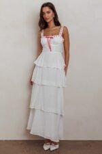 Provence Bloom Tiered Ruffle Maxi Dress Off White - Image 5