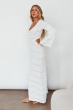 Meredith Long Sleeve Cut-Out Maxi Dress White - Image 7