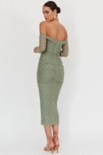 Oliana Off-Shoulder Mesh Maxi Dress Fern - Image 2