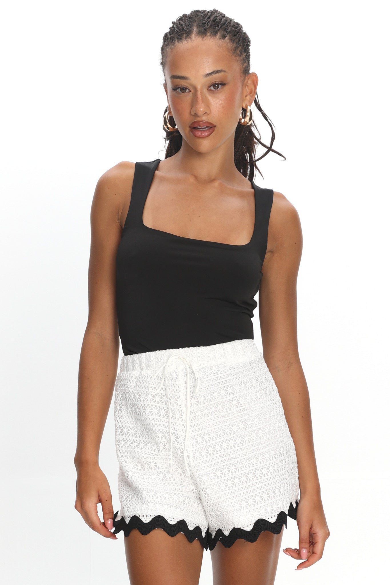SR1053J-B_WHITE_1 Breakaway Shorts Crochet White - Image 1