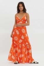 Later Days Cami Strap Maxi Dress Print Red - Image 2