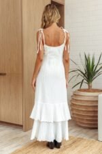 Manhattan Summer Tied Shoulder Ruffle Maxi Dress White - Image 3