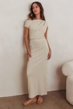Calculated Ribbed Knit Maxi Dress Oat - Image 8