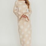 Orleans Star Print Knit Maxi Dress Sand