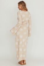 Orleans Star Print Knit Maxi Dress Sand - Image 2