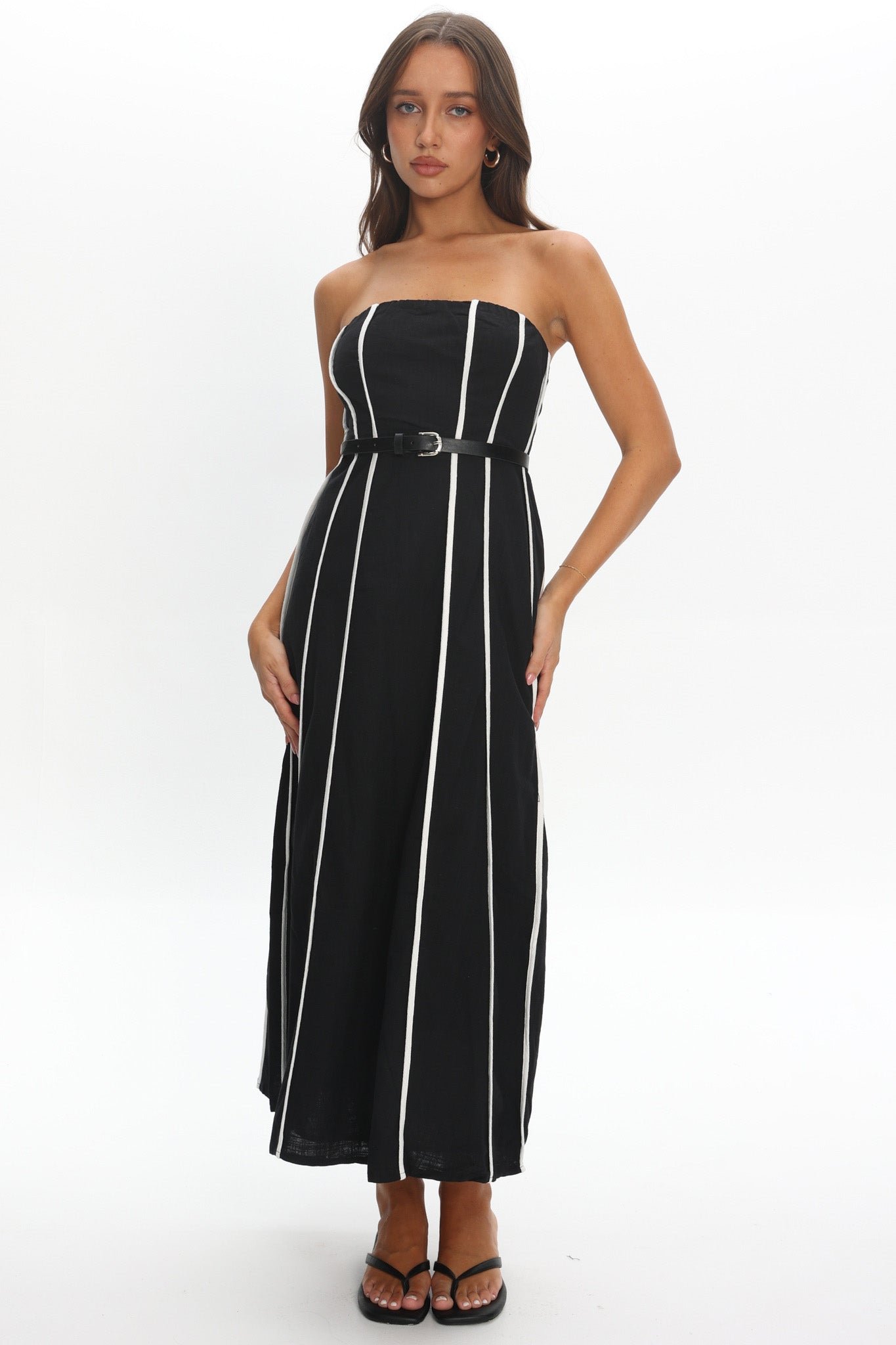 SR1233D_BLACK_1 Azalea Sleeveless Midi Dress Black - Image 1