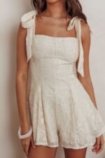 Good Days Tied Shoulder Romper Cream - Image 5