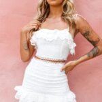 Houston Scalloped Hem Broderie Anglaise Mini Skirt White
