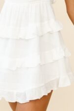 Byron Shirred Bust Frill Strap Dress White - Image 4