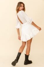Flyin' Solo Fringe Trim Waist Tie Dress White - Image 2