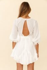 Flyin' Solo Fringe Trim Waist Tie Dress White - Image 5