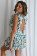 Weekend Muse Sleeveless Layered Frill Romper Floral White - Image 2
