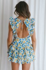 Weekend Muse Sleeveless Layered Frill Romper Floral White - Image 7
