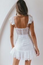 Presley Embroidered Frill Dress Steel White - Image 2