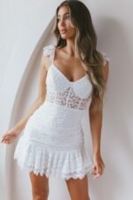 Presley Embroidered Frill Dress Steel White - Image 7
