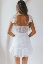 Presley Embroidered Frill Dress Steel White - Image 8
