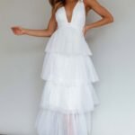 Auguste Tiered Frill Midi Dress White