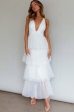 Auguste Tiered Frill Midi Dress White - Image 8