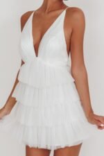 Auguste Tiered Ruffle Tulle Mini Dress White - Image 5