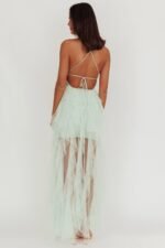 Auguste Cascading Frill Maxi Dress Mint - Image 2